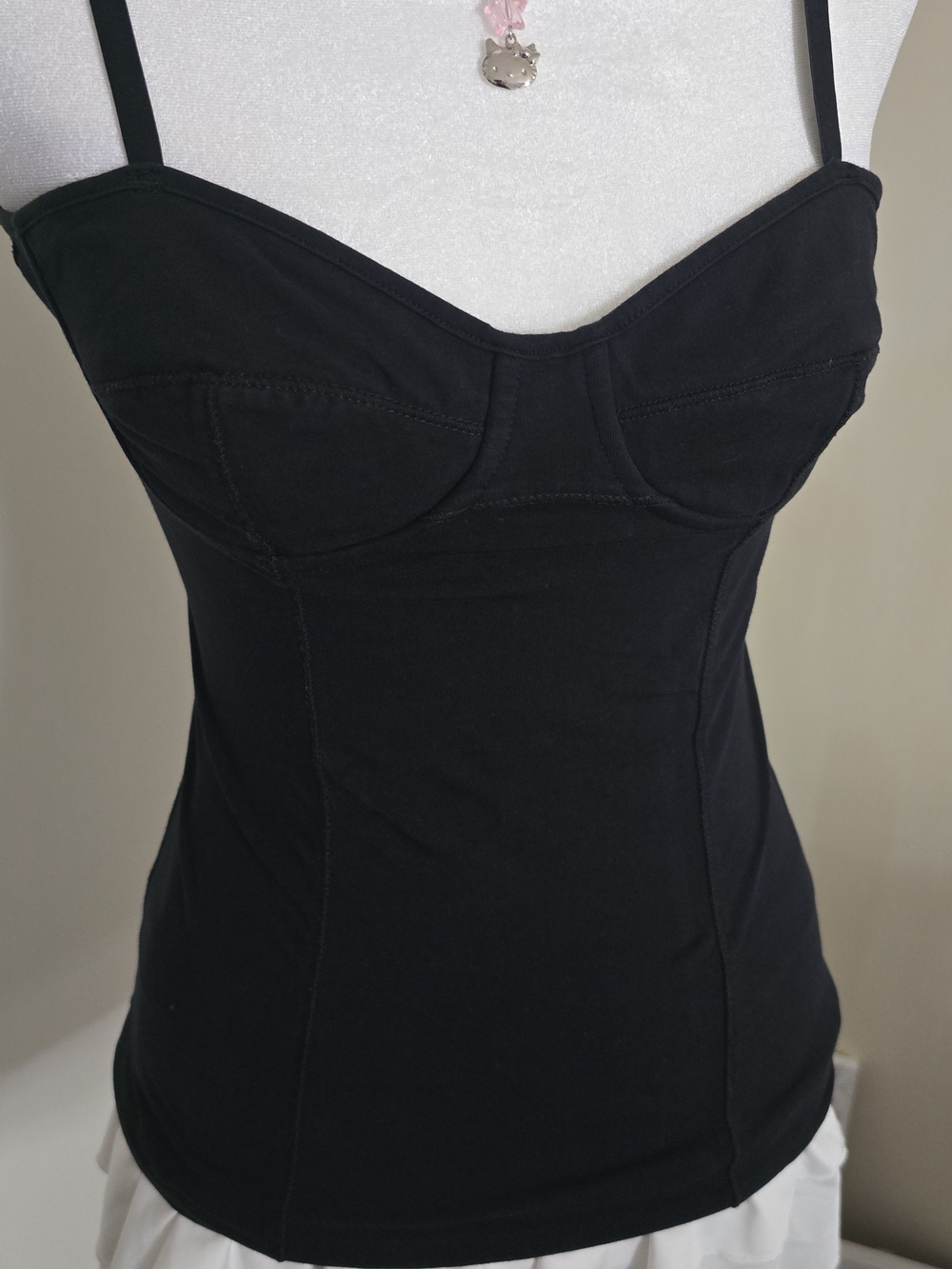 Aritzia Talula Bustier Camisole Top Black Corset Seams Coquette Y2K Style S